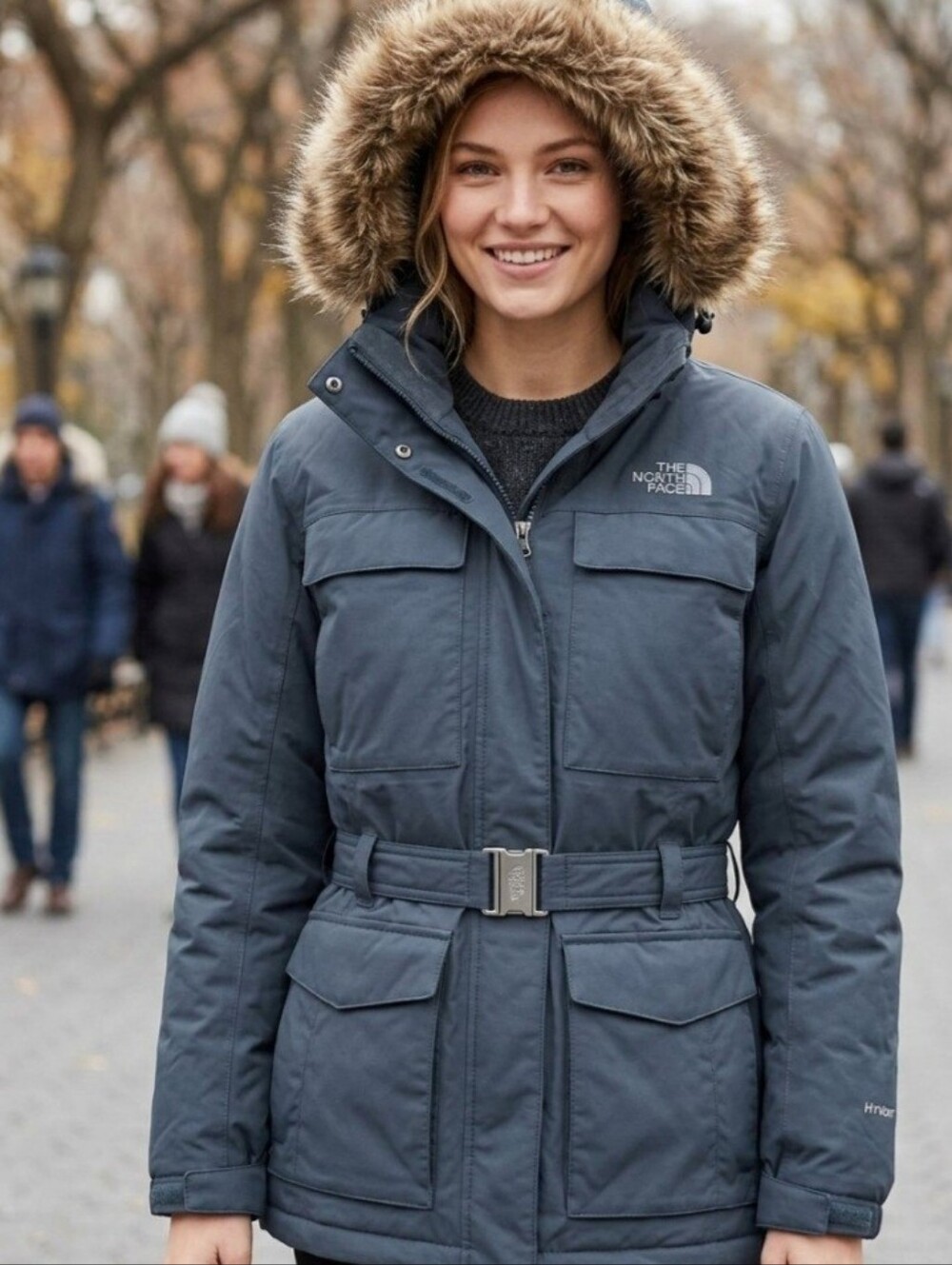 Large The North Face Women's HyVent Faux Fur Hooded Belted Parka Jacket